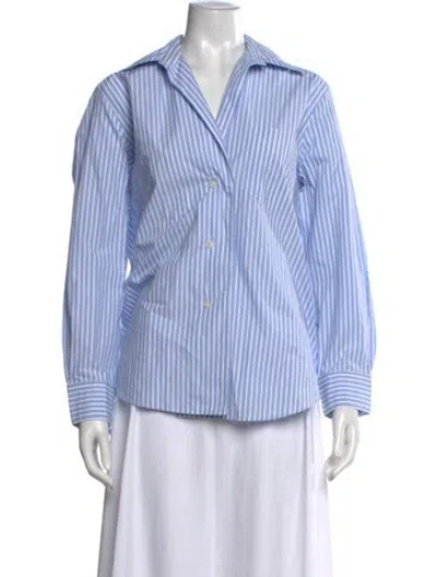 Pre-owned Agolde Striped Long Sleeve Button-up Top In Blue