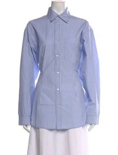 Pre-owned Agolde Striped Long Sleeve Button-up Top In Blue