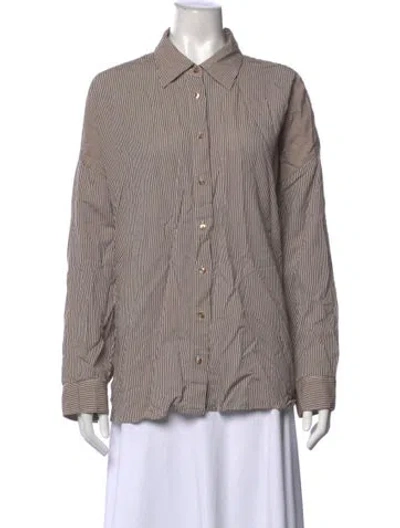 Pre-owned Agolde Striped Long Sleeve Button-up Top In Multi
