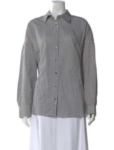 Pre-owned Agolde Striped Long Sleeve Button-up Top W/ Tags In Multi