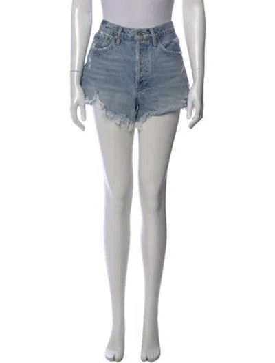 Pre-owned Agolde Striped Mini Shorts In Blue