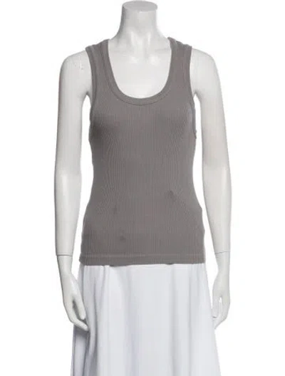 Pre-owned Agolde Striped Scoop Neck Top In Gray