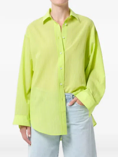 Agolde Striped Shirt In Green