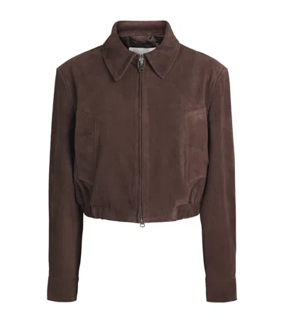 Agolde Suede Nahla Cropped Jacket In Brown