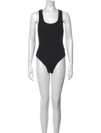 Pre-owned Agolde Supima Cotton Scoop Neck Bodysuit In Black