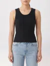 Agolde Poppy Ribbed Stretch Organic Cotton And Tencel-blend Jersey Tank In Black