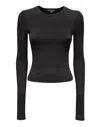 Agolde Black Crew Neck Long Sleeve T-shirt In Black