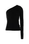 Agolde Asymmetrical Long Sleeve Top Ruching In Black