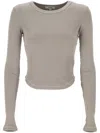 Agolde Long-sleeved Ribbed T-shirt In Neutral