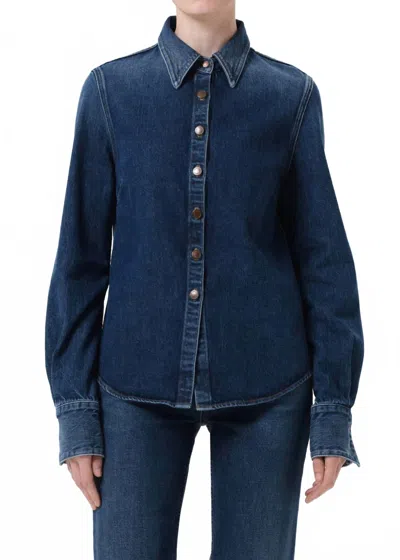 Agolde Talia Long Sleeve Denim Shirt In Episode In Blue