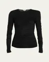 Agolde Tania Long-sleeve Twist Tee In Black