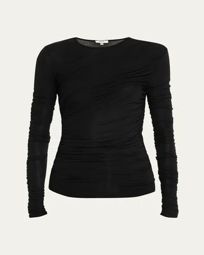 Agolde Tania Long-sleeve Twist Tee In Black