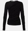 Agolde Tania Ruched Stretch-jersey Top In Black