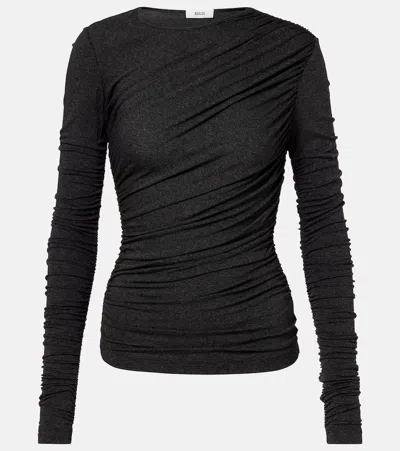 Agolde Tania Ruched Jersey Top In Black