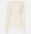 Agolde Tania Ruched Jersey Top In Oat Milk 