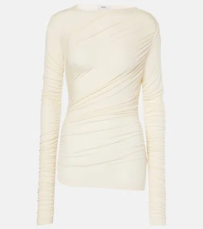 Agolde Tania Ruched Jersey Top In Oat Milk 