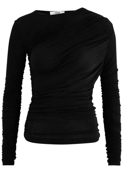 Agolde Tania Ruched Stretch-jersey Top In Black