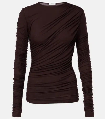 Agolde Tania Twist Ruched Top In Brown