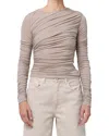 Agolde Tania Twist Tee In Grey