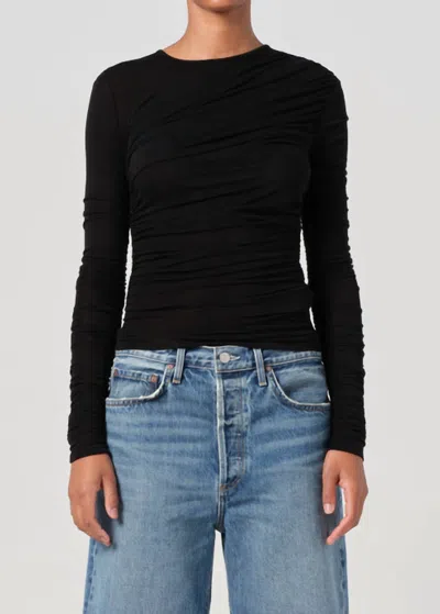 AGOLDE TANIA TWIST TEE IN BLACK