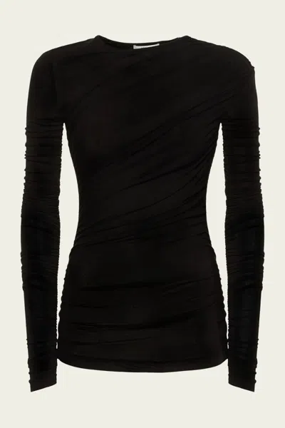 Agolde Tania Twist Jersey T-shirt In Black