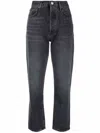 Agolde Tapered-leg Cropped Jeans In Black W Damage