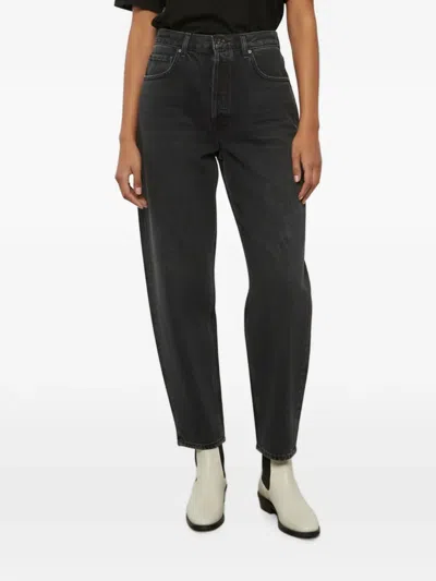 Pre-owned Agolde Tapered-fit High-waisted Jeans In Black