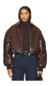 Agolde X Shoreditch Ski Club Tate Faux Leather Bomber Jacket In Brown