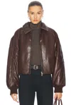Agolde X Shoreditch Ski Club Tate Faux Leather Bomber Jacket In Espresso