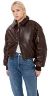 Agolde X Shoreditch Ski Club Tate Faux Leather Bomber Jacket In Espresso
