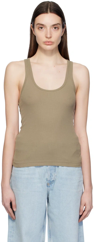 Agolde Taupe Bianca Tank Top In Snail (med Khaki)