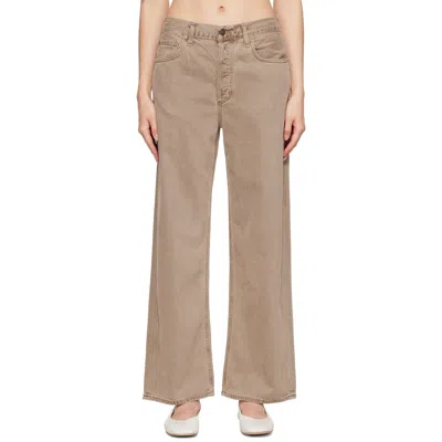 Agolde Taupe Low Slung Baggy Jeans In Trail (md Grey Brown