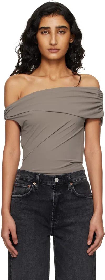 Agolde Taupe Sherilyn Bodysuit In Brown