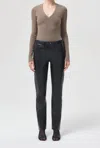 Agolde Tavi Deep V Top In Biscotti In Brown