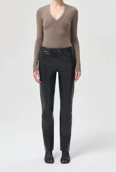 Agolde Tavi Deep V Top In Biscotti In Brown