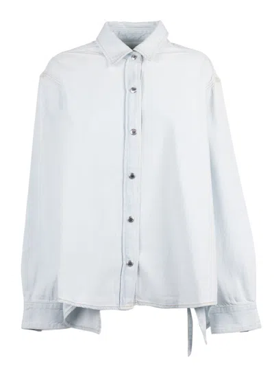 Agolde Theo Asymmetrical Open Back Casual Shirt In White