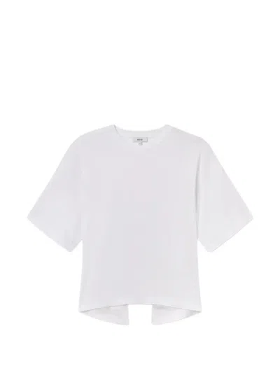 Agolde Theo Cut-out Tie-fastening T-shirt In White