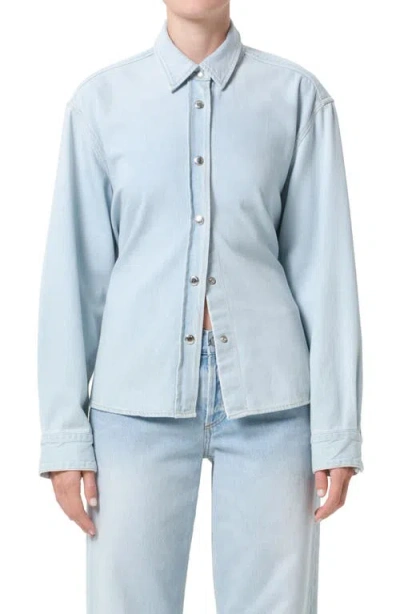 Agolde Theo Flutter Denim Shirt In Blue