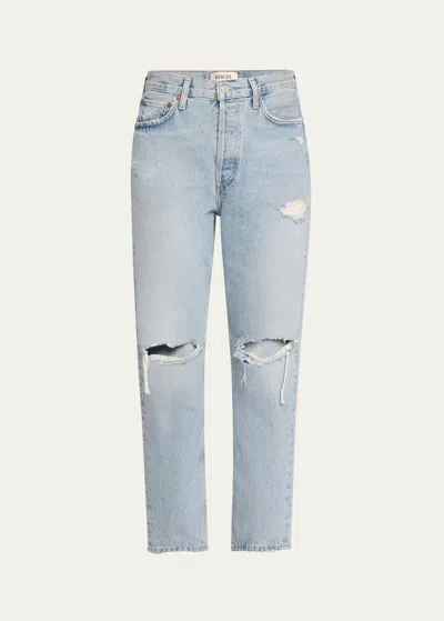 Agolde Blue 90's Mid Rise Loose Fit Jeans In Alter (lt Vint Ind D