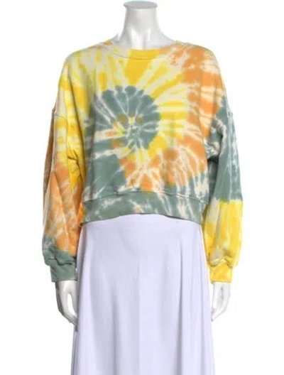 Pre-owned Agolde Tie-dye Print Bateau Neckline Sweatshirt In Yellow