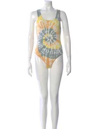 Pre-owned Agolde Tie-dye Print Crew Neck Bodysuit In Pink