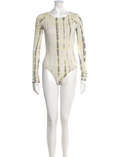 Pre-owned Agolde Tie-dye Print Crew Neck Bodysuit In Yellow