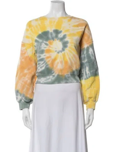 Pre-owned Agolde Tie-dye Print Crew Neck Crop Top In Blue
