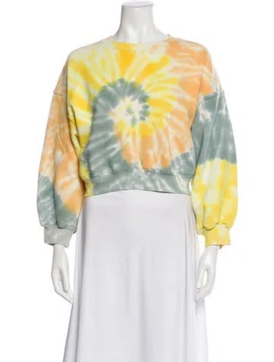 Pre-owned Agolde Tie-dye Print Crew Neck Sweatshirt In Yellow