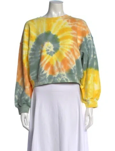 Pre-owned Agolde Tie-dye Print Crew Neck Sweatshirt In Yellow