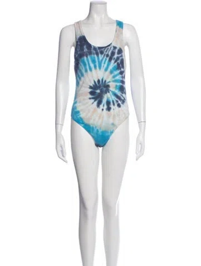 Pre-owned Agolde Tie-dye Print Scoop Neck Bodysuit In Blue