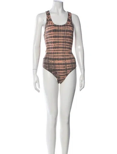 Pre-owned Agolde Tie-dye Print Scoop Neck Bodysuit In Orange