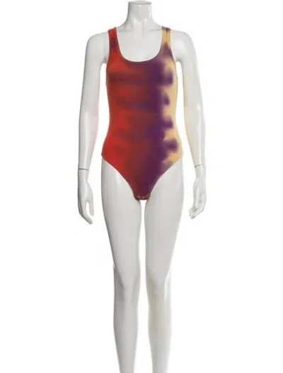 Pre-owned Agolde Tie-dye Print Scoop Neck Bodysuit In Pink