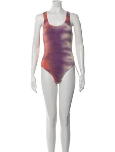 Pre-owned Agolde Tie-dye Print Scoop Neck Bodysuit In Purple