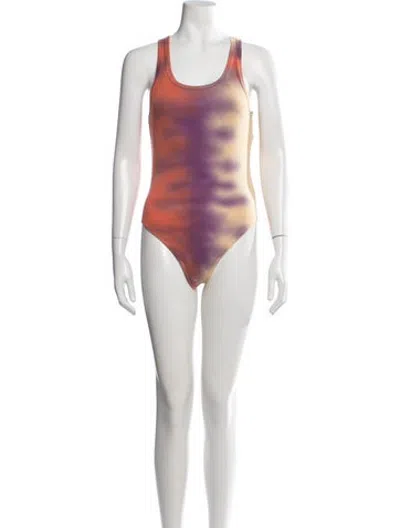 Pre-owned Agolde Tie-dye Print Scoop Neck Bodysuit In Purple